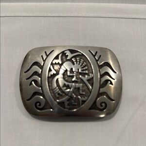 Vintage Silver Tribal Belt Buckle with Finish
